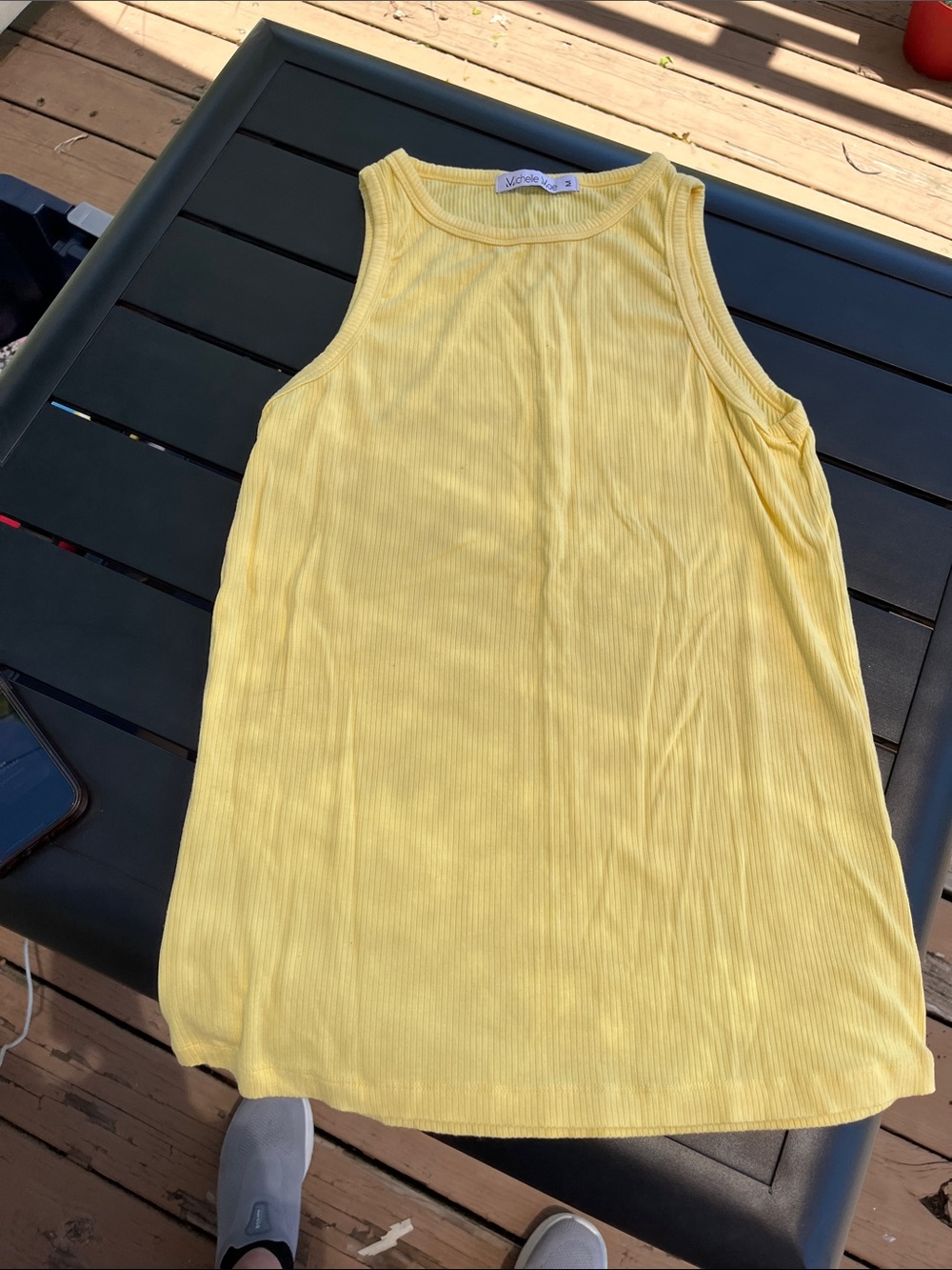 Michelle Mae Yellow Ribbed Tank Top